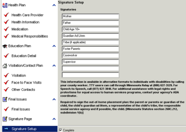 screen print of Document Tab – Signature Page