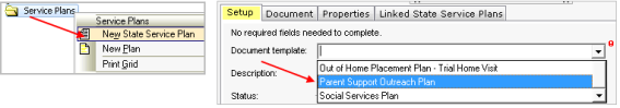 Service Plans Folder – New State Service Plan – Parent Support Outreach Plan