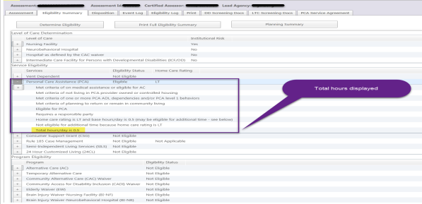 The eligibility summary tab showing 0.5 total hours.