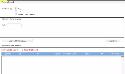 Screenshot of the search results without any results showing.