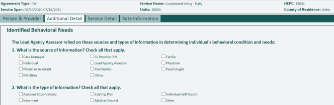 screen shot of additional detail tab in the RS tool