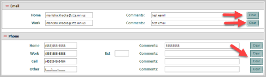 email and phone fields in the Person information tab with new clear button available