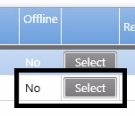 Offline column showing no with the select button beside it