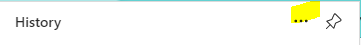 Screenshot showing the location of the ellipsis in the history window to open the history dropdown menu.