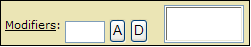 Graphic of modifier field with an "A" and "D" action button and additional field for storing modifiers.