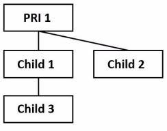 A graphic showing the CCAP determination of a family where the minor parent lives with the adult parent, and only the adult parent receives CCAP