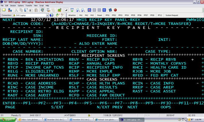 Picture of the MMIS Keypanel Screen.