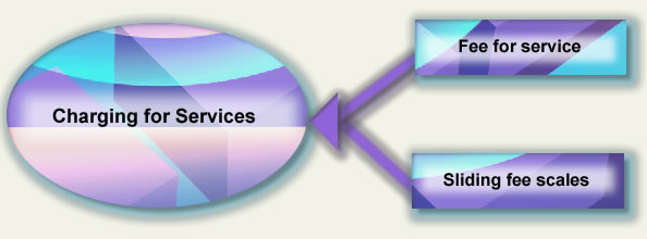 Fee for service rectangle pointing to the Charging for Services oval